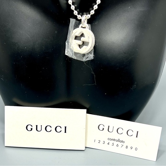 Authentic GUCCI Sterling Silver Double G Pendant Necklace - Picture 6 of 16